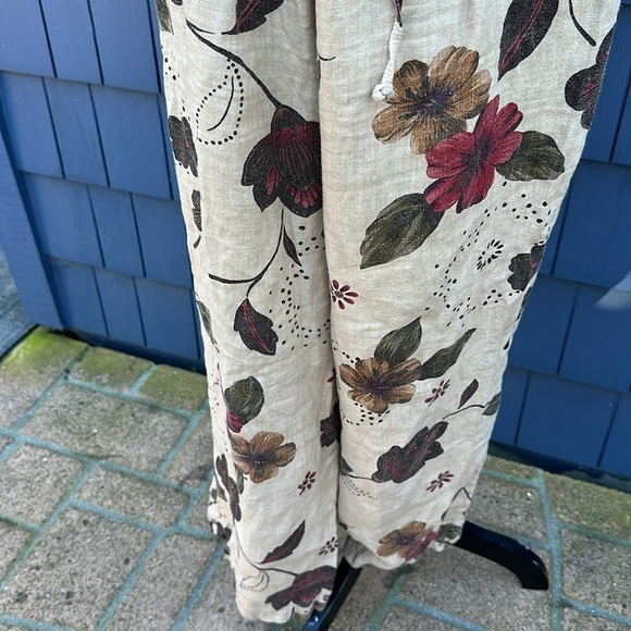 💚🤎💚Hot Cotton Marc Ware large linen pants flax floral - Picture 3 of 9